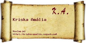 Kriska Amália névjegykártya